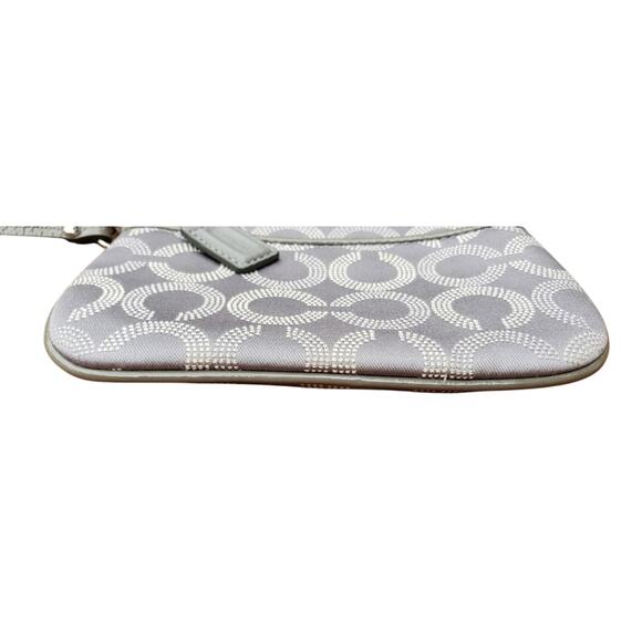Coach Grab & Go Signature Wristlet | Silver Canvas Card Wallet Purse - Picture 3 of 7